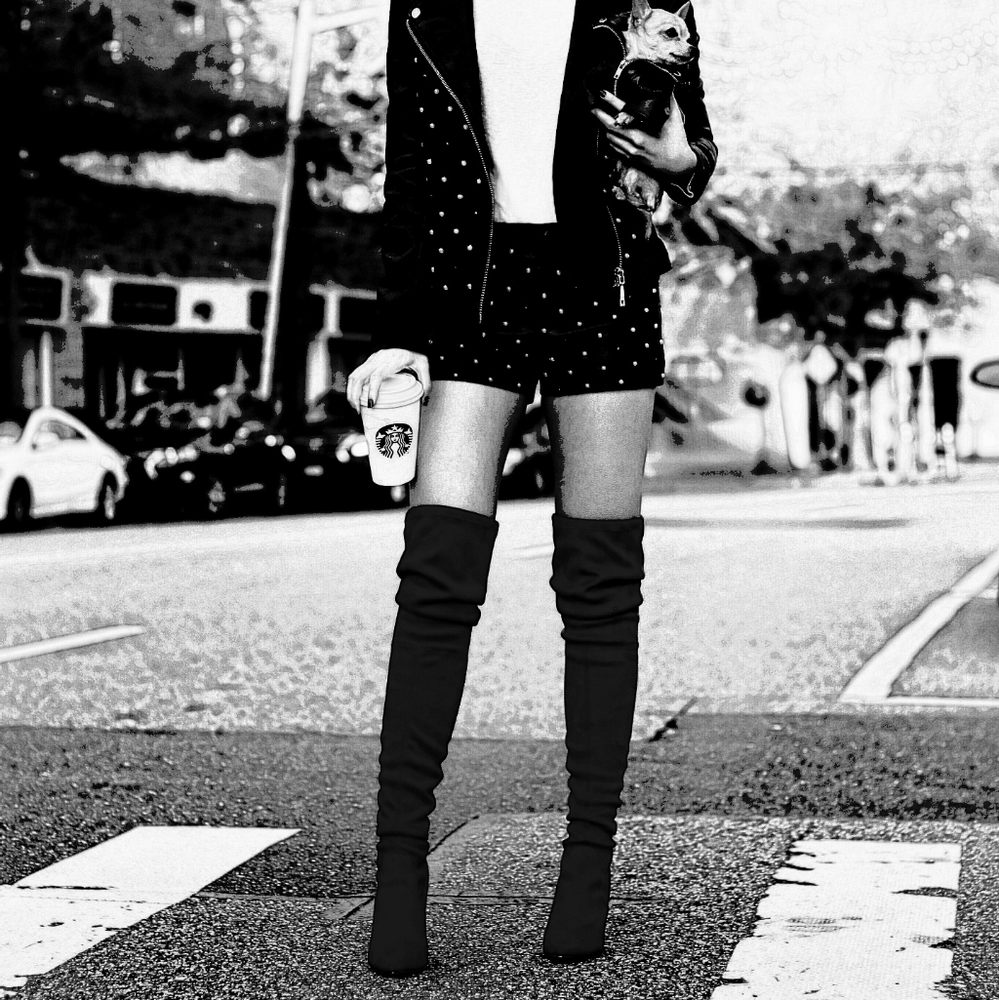 Sexy Chic Jeffrey Campbell Black Microsuede OTK Boots - Picture 11 of 13